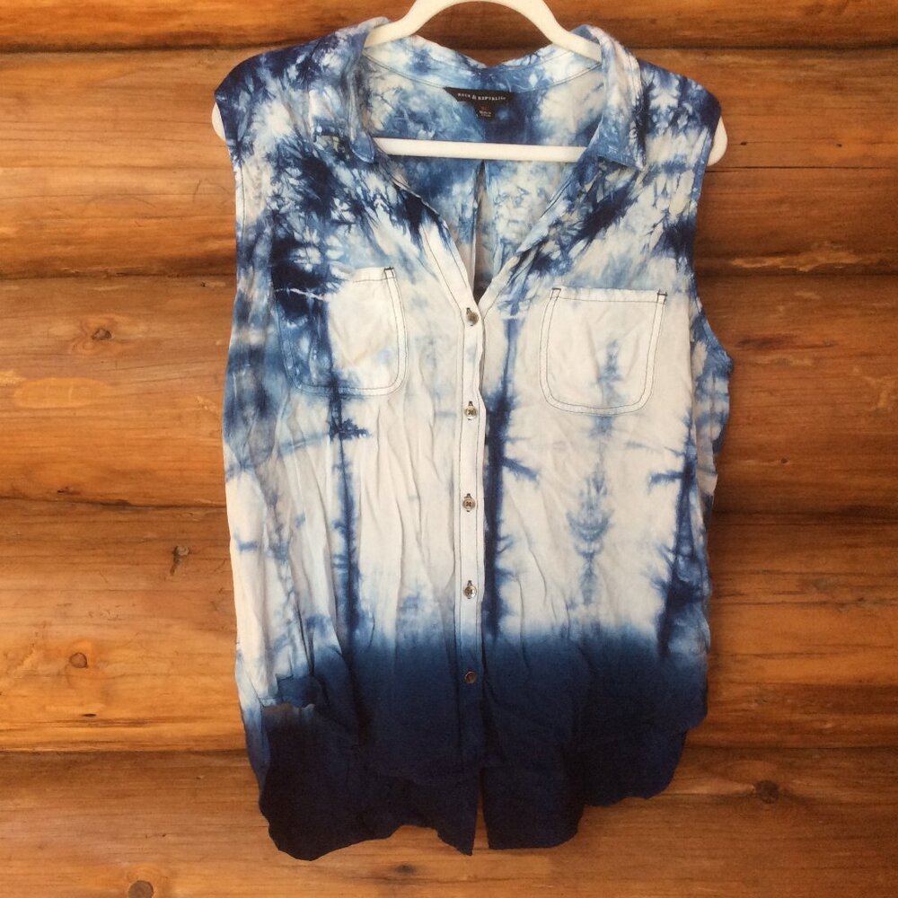 Rock & Republic Blue Tie Dye Tank Top Size XL